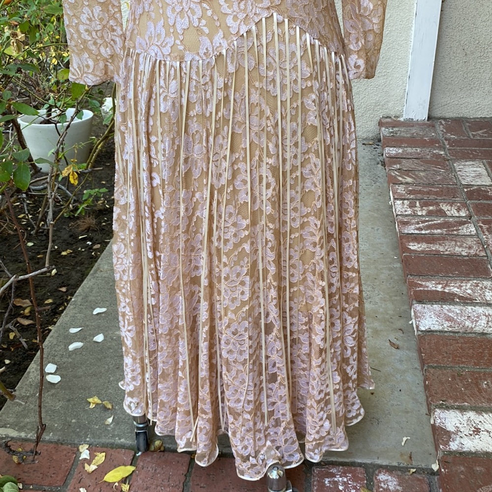 FINAL FRENCH ROSE VINTAGE LACE DRESS - Picture 11 of 15
